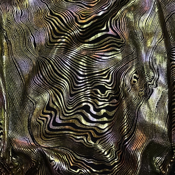 NWT GK gymnastics tumbling dance workout leotard metallic black green sz AXL - Picture 3 of 9